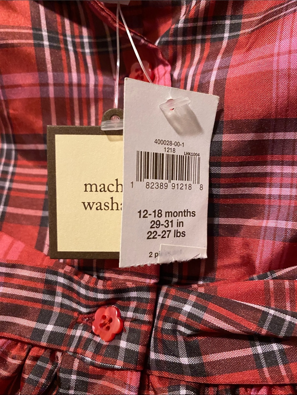 Baby Gap Reddish Pink Plaid Short-Sleeve Party Dress - Picture 13 of 14